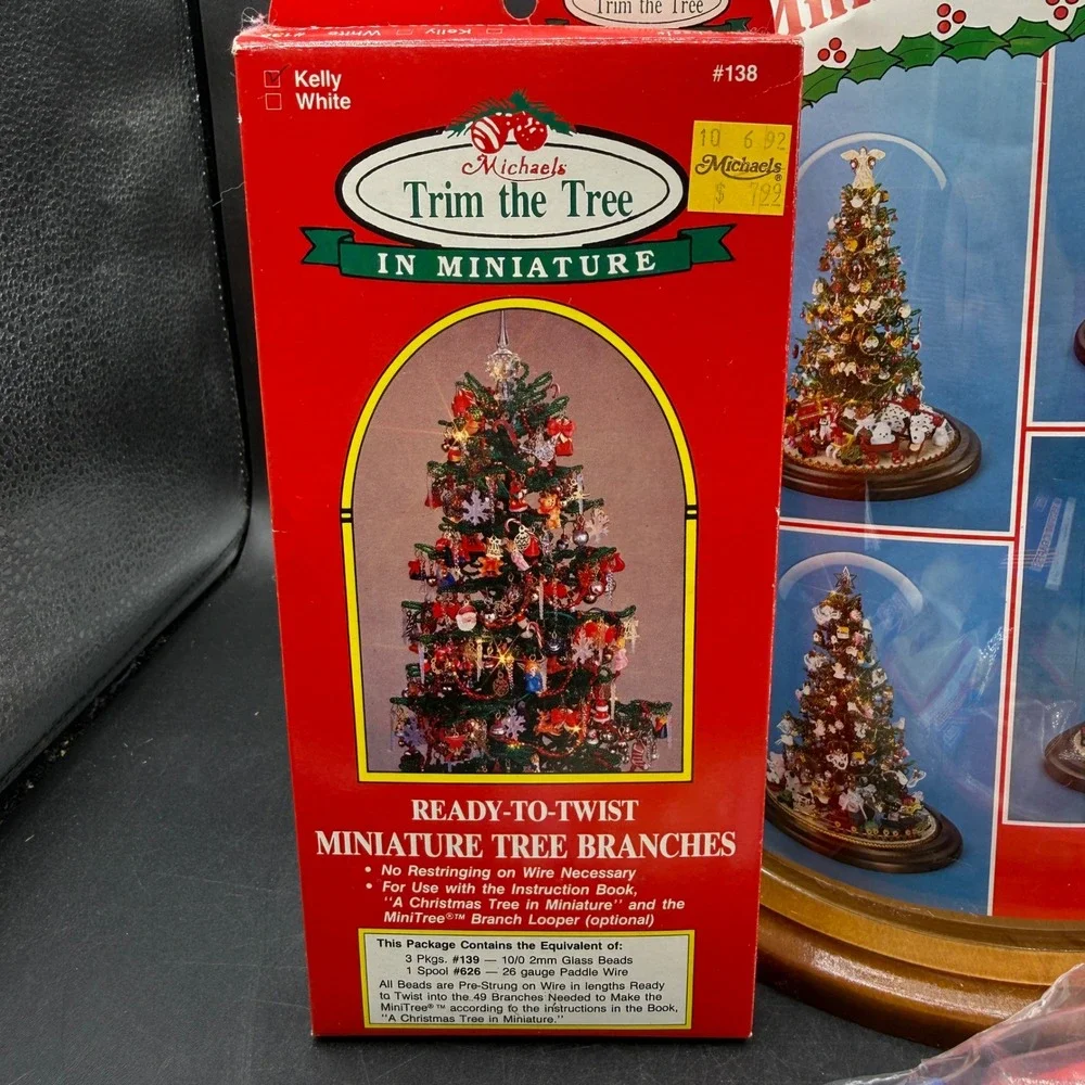 Vintage Westrim Crafts MiniTree Miniature Christmas Craft Kit Beaded Glass Dome
